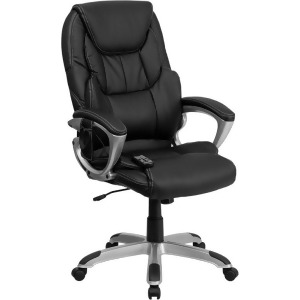 Flash Furniture High Back Massaging Black Leather Executive Office Chair w/ Silv - All