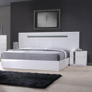 J M Furniture Palermo 3 Piece Platform Bedroom Set in White Lacquer Chrome - All