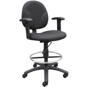 Boss Chairs Boss Black Fabric Drafting Stools w/ Adj Arms Footring - All