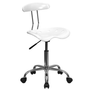 Flash Furniture Vibrant White Chrome Computer Task Chair w/ Tractor Seat Lf- - All