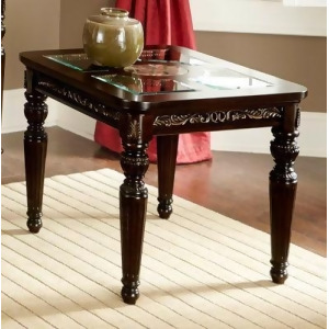 Homelegance Russian Hill End Table With Faux Marble/Glass Top In Cherry With Gol - All
