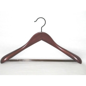 Proman Products Taurus Wide Shoulder Suit Hanger w/ Pvc Ribbed Bar in Mahogany - All
