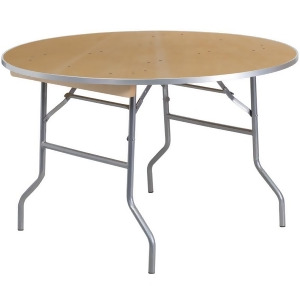 Flash Furniture 48 Inch Round Heavy Duty Birchwood Folding Banquet Table w/ Meta - All