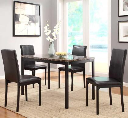 Homelegance Tempe 5 Piece Faux Marble Top Dining Room Set w/ Black Metal Base 