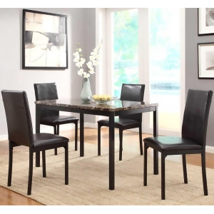 Homelegance Tempe 5 Piece Faux Marble Top Dining Room Set w/ Black Metal Base - All