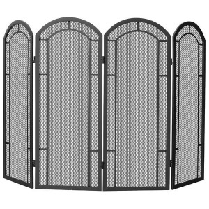 Uniflame S-1130 4 Fold Black Wrought Iron Screen - All