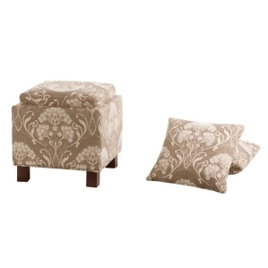 Madison Park Shelley Square Storage Ottoman with Pillows In Taupe - All