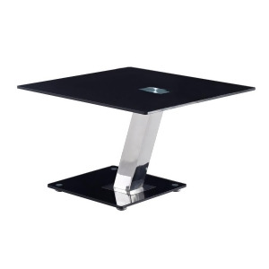 Global Usa T655 Square Black Glass End Table w/ Chrome Legs - All
