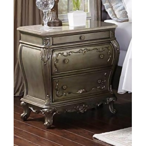 Homelegance Florentina Night Stand With Marble Top In Silver - All