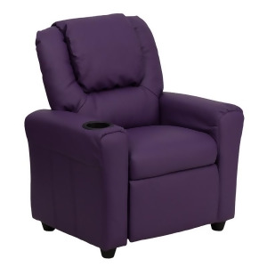 Flash Furniture Contemporary Purple Vinyl Kids Recliner w/ Cup Holder Headrest - All