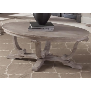 Liberty Greystone Mill Oval Cocktail Table In Stone White Wash w/ Wire brush - All