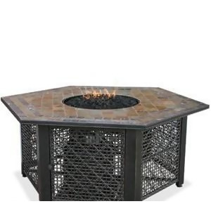 Uniflame Gad1374sp Lp Gas Outdoor Firebowl with Slate Tile Mantel - All