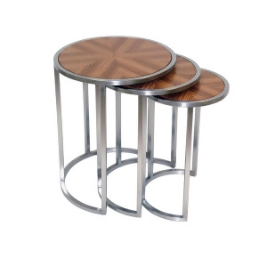 Allan Copley Designs Greta Set of Three Round Nesting End Tables w/ Zebrawood To - All