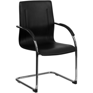 Flash Furniture Black Vinyl Side Chair w/ Chrome Sled Base Bt-509-bk-gg - All