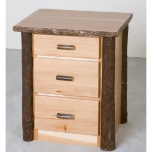 Viking Hickory 3 Drawer Nightstand in Clear Finish - All