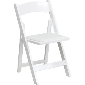 Flash Furniture Hercules Series White Wood Folding Chair w/ Vinyl Padded Seat - All