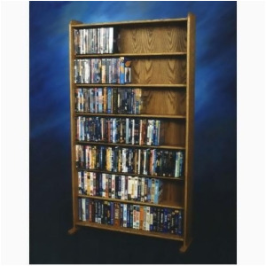 Wood Shed Solid Oak 7 Shelf Cabinet for DVD's Vhs Tapes books and more - All