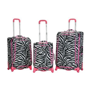 Rockland Pink Zebra Fusion 3 Piece Luggage Set - All