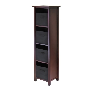 Winsome Wood Verona 4-Section N Storage Shelf w/ 4 Foldable Black Color Fabric B - All
