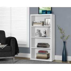 Monarch Specialties White Hollow-Core Bookcase Adjustable Shelves I 7059 - All