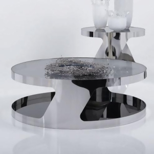 J M Furniture Modern Coffee Table 931 in Glass Steel - All