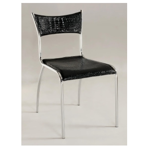 Chintaly Daisy Slim Upholstered Back Side Chair In Chrome Set of 4 - All