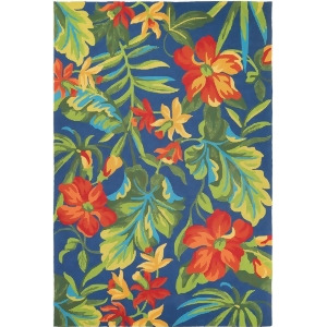 Couristan Covington Tropical Orchid Rug In Azure-Forest Green-Red - All