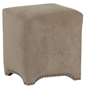Leffler Emma Cube Upholstered Nailhead Ottoman in Donna Coffee - All