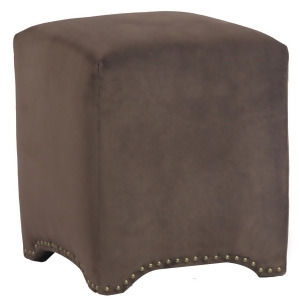 Leffler Emma Cube Upholstered Nailhead Ottoman in Night Party Chocolate - All