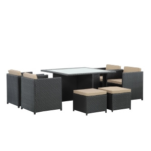 Modway Inverse 9 Piece Outdoor Patio Dining Set In Espresso And Mocha - All