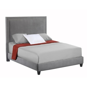 Leffler Brookside Upholstered Bed with Nail Heads in Avignon Charcoal with Silve - All