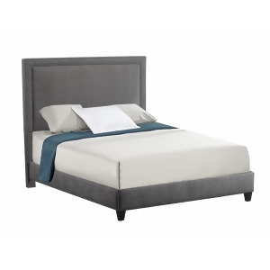 Leffler Brookside Upholstered Bed with Nail Heads in Avignon Charcoal with Pearl - All