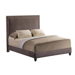 Leffler Brookside Upholstered Bed with Nail Heads in Night Partty Chocolate - All