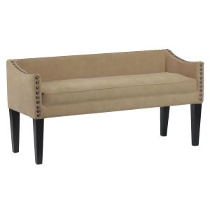 Leffler Whitney Long Upholstered Bench with Arms and Nailhead Trim in Brooke Pec - All