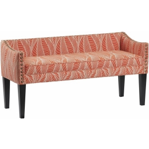 Leffler Whitney Long Upholstered Bench with Arms and Nailhead Trim in Fernwood P - All