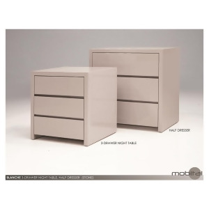 Mobital Blanche 3-Drawer Night Table In High Gloss Stone - All