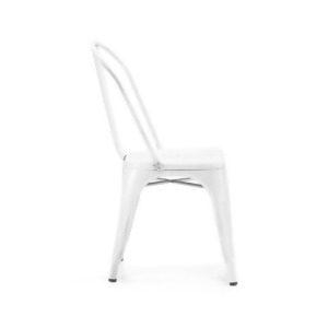 Design Lab Dreux Stackable Glossy White Steel Side Chair Set of 4 - All