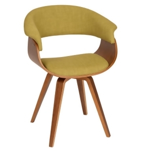Armen Living Summer Modern Chair In Green Fabric and Walnut Wood - All