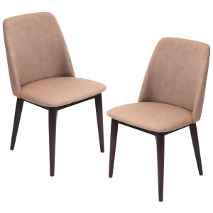 Lumisource Pair Of Tintori Dining Chairs In Medium Brown Fabric And Espresso Woo - All