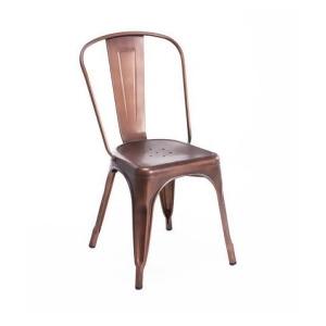Design Lab Dreux Stackable Vintage Copper Steel Side Chair Set of 4 - All