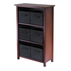 Winsome Wood Verona 3-Section M Storage Shelf w/ 6 Foldable Black Color Fabric B - All