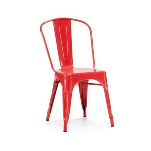 Design Lab Dreux Stackable Glossy Red Steel Side Chair Set of 4 - All