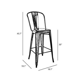Design Lab Dreux Rustic Matte Elm Wood Seat Steel Bar Chair 30 Set of 4 - All