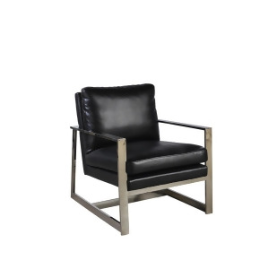 Allan Copley Designs Christopher Lounge Chair in Black Leatherette w/ Polished S - All