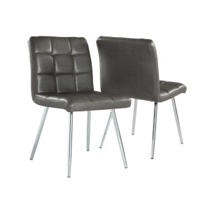 Monarch Specialties Grey Leather-Look Chrome Metal Dining Chair I 1072 Set of 2 - All