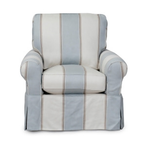 Sunset Trading Horizon Swivel Chair With Slipcover in Beach House Blue - All