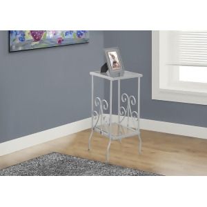 Monarch Specialties Accent Table In Silver Metal With Tempered Glass - All