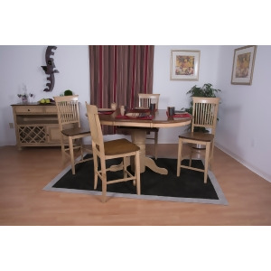 Sunset Trading Brookside Cafe Table with Four Fancy Slat Stools in Wheat Finish - All