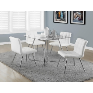 Monarch Specialties Chrome Metal and White Leather 7 Piece Dining Set - All