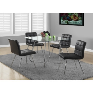 Monarch Specialties Chrome Metal and Black Leather 7 Piece Dining Set - All